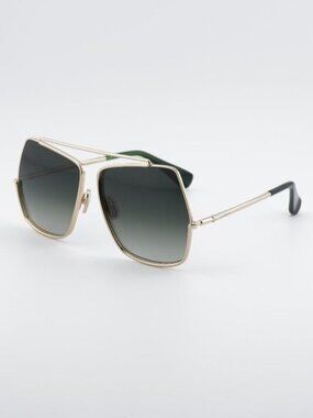 Max Mara MM0102 32P Sunglasses Gold Butterfly Frame, Green Gradient Lenses